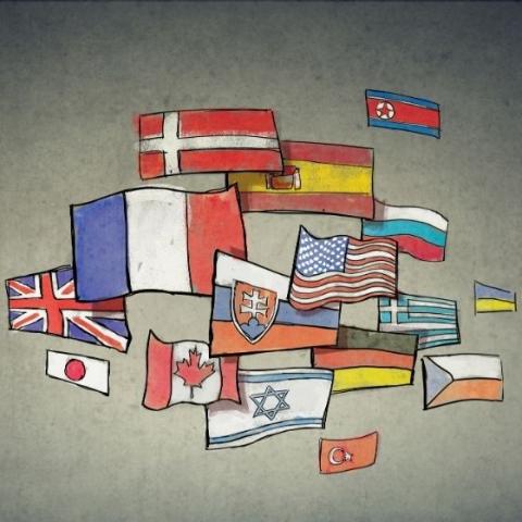 illustration of flags from many countries