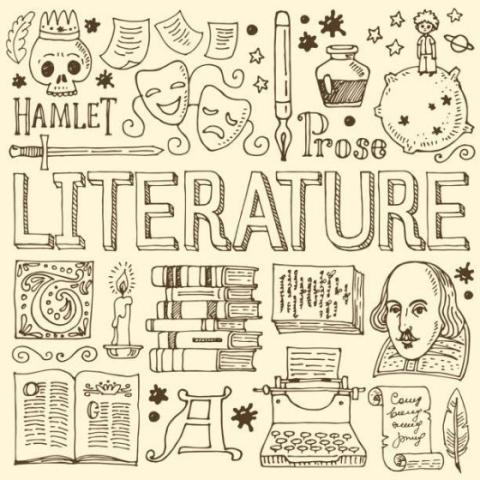 literature, literary-themed word cloud