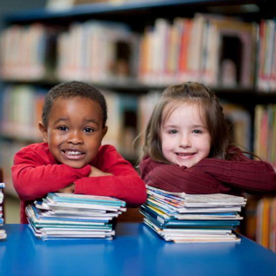 two children with books