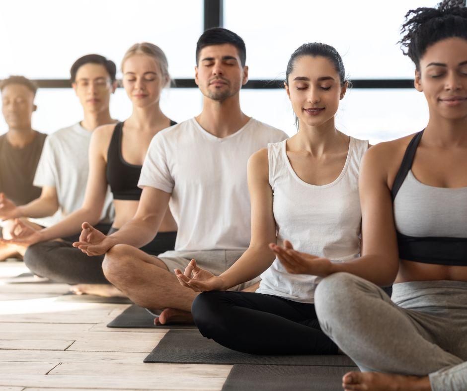 people meditating